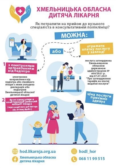 Як потрапити на прийом до вузького спеціаліста у консультативну поліклініку обласної дитячої лікарні?